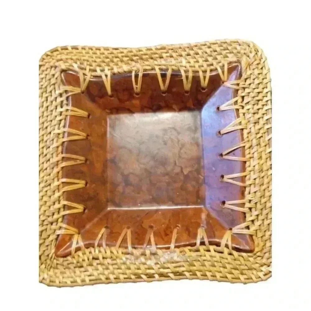 Beautiful Rattan Bamboo and Clay Table Basket